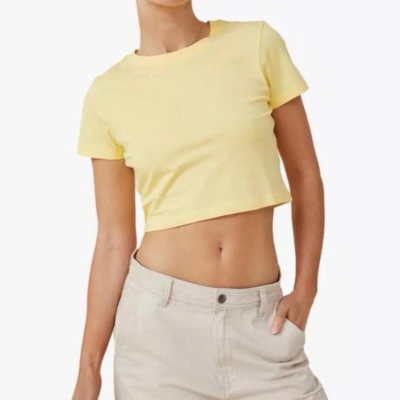 Cotton On Tops - Pastel yellow baby tee, cotton on